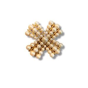 JOAN RIVERS Vintage Maltese Cross GoldTone Faux Pearl Flower Pin Brooch